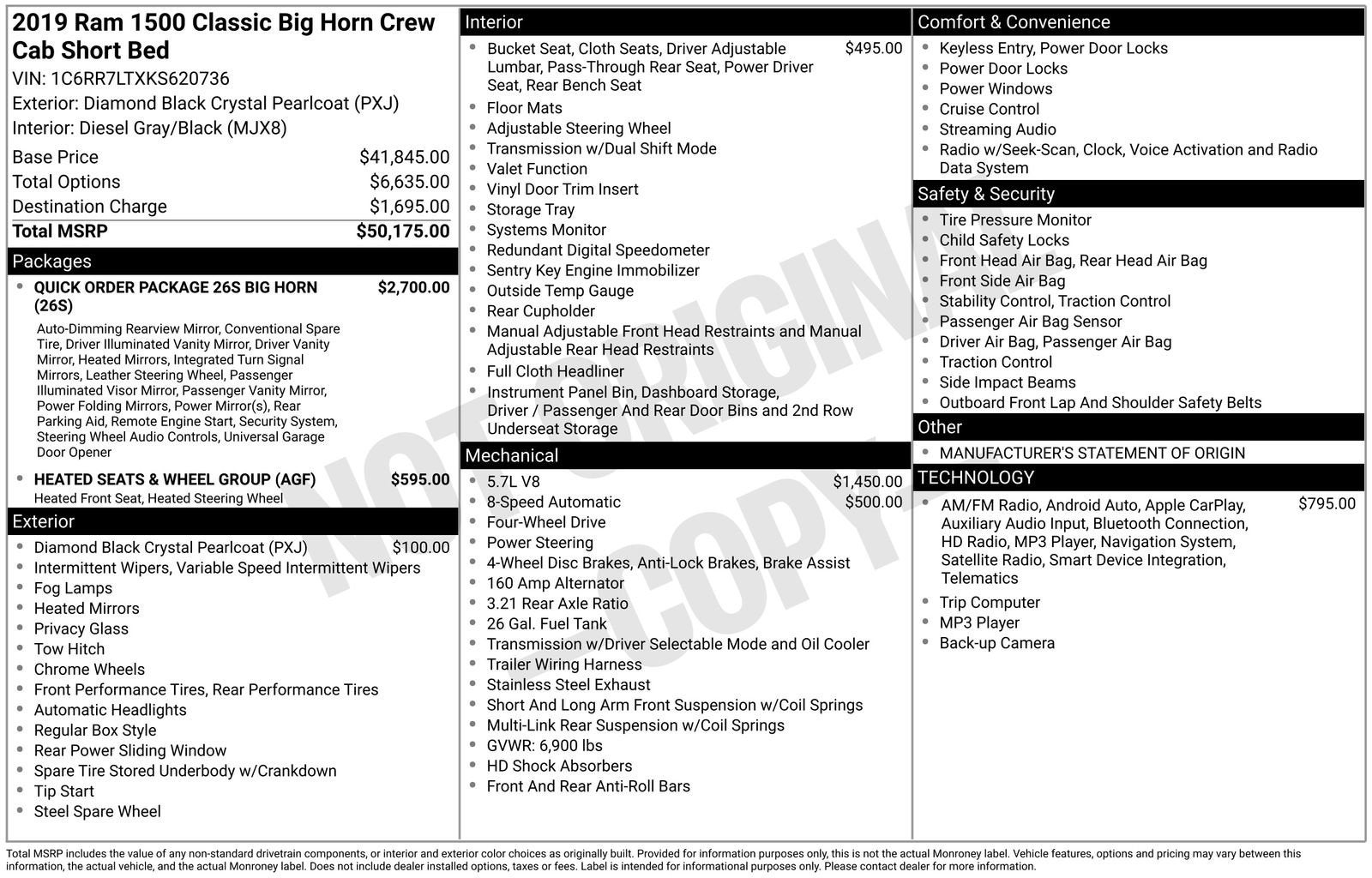 2019 RAM 1500 Classic Big Horn Crew Cab 4x4 5'7" Box