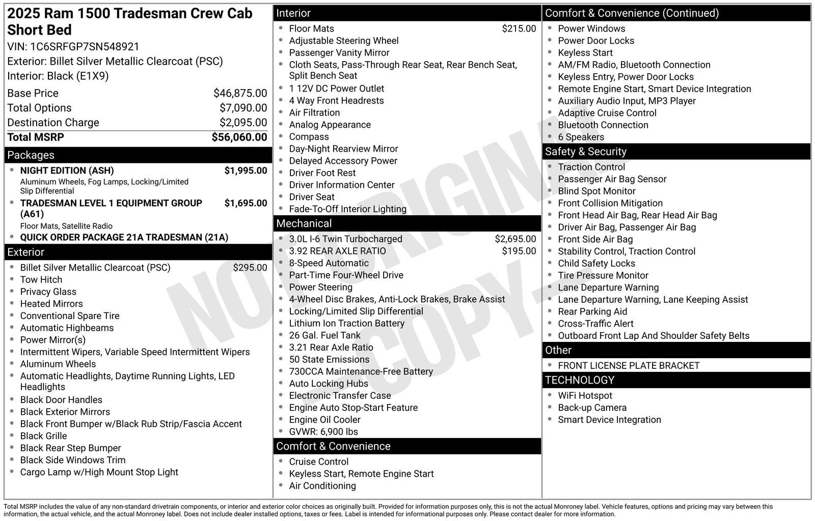 2025 RAM 1500 Tradesman Crew Cab 4x4 5'7" Box