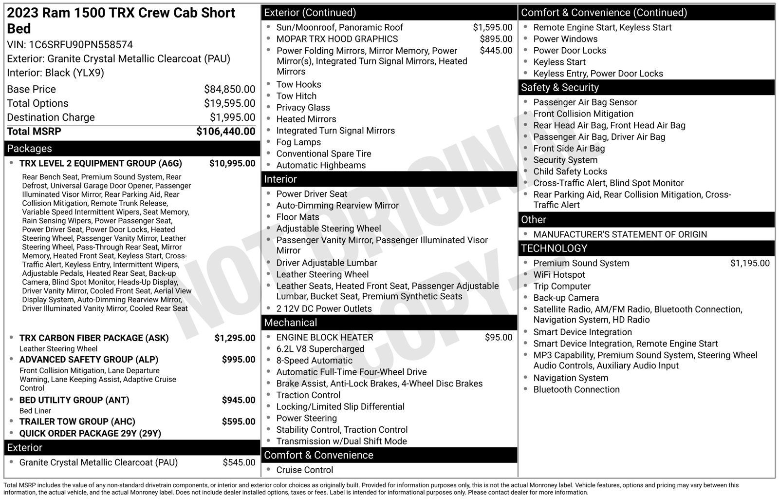 2023 RAM 1500 TRX Crew Cab 4x4 5'7" Box