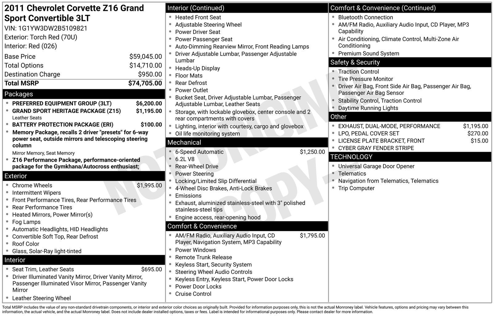 2011 Chevrolet Corvette Grand Sport Z16 Grand Sport w/3LT