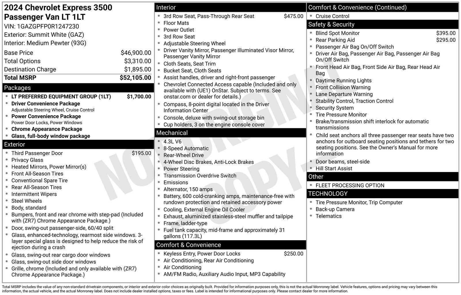 2024 Chevrolet Express Passenger 3500 1LT