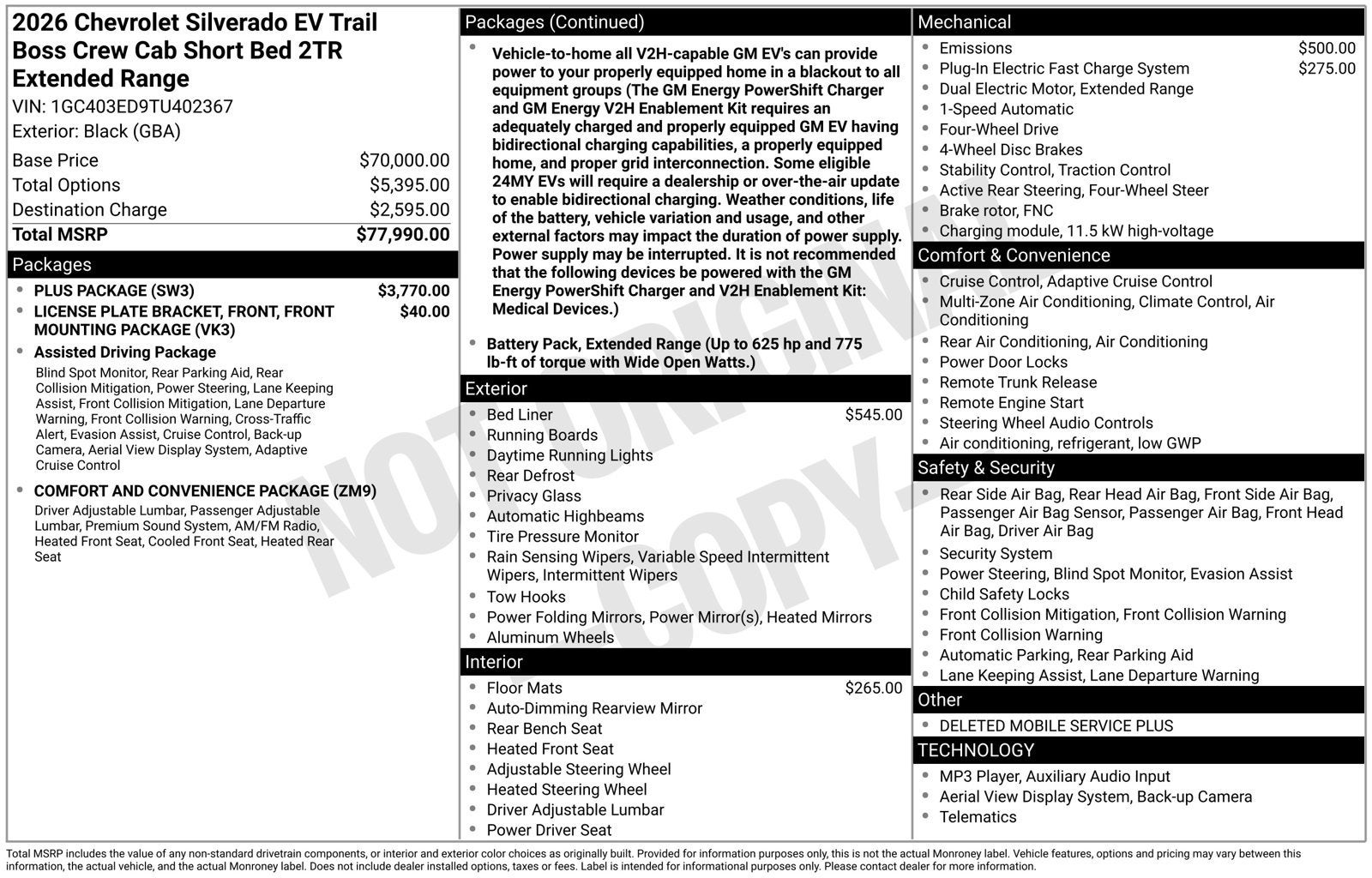 2026 Chevrolet Silverado EV Trail Boss - Extended Range