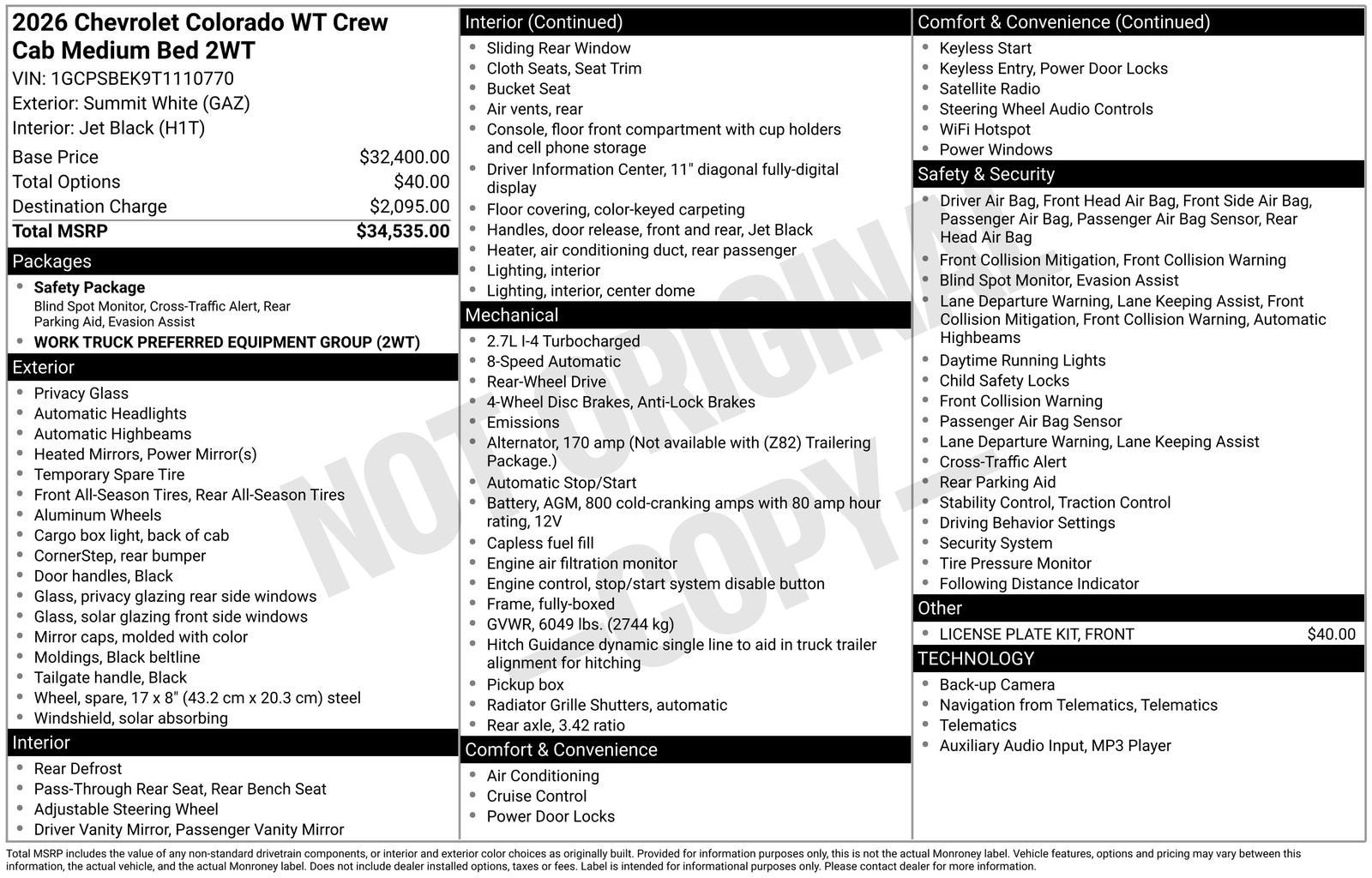 2026 Chevrolet Colorado WT