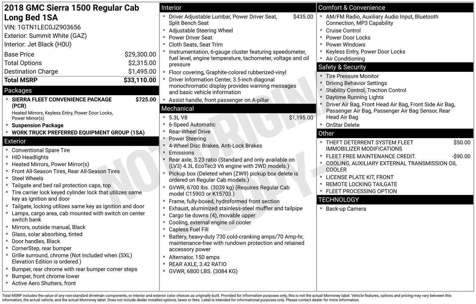 2018 GMC Sierra 1500 2WD Reg Cab 133.0"