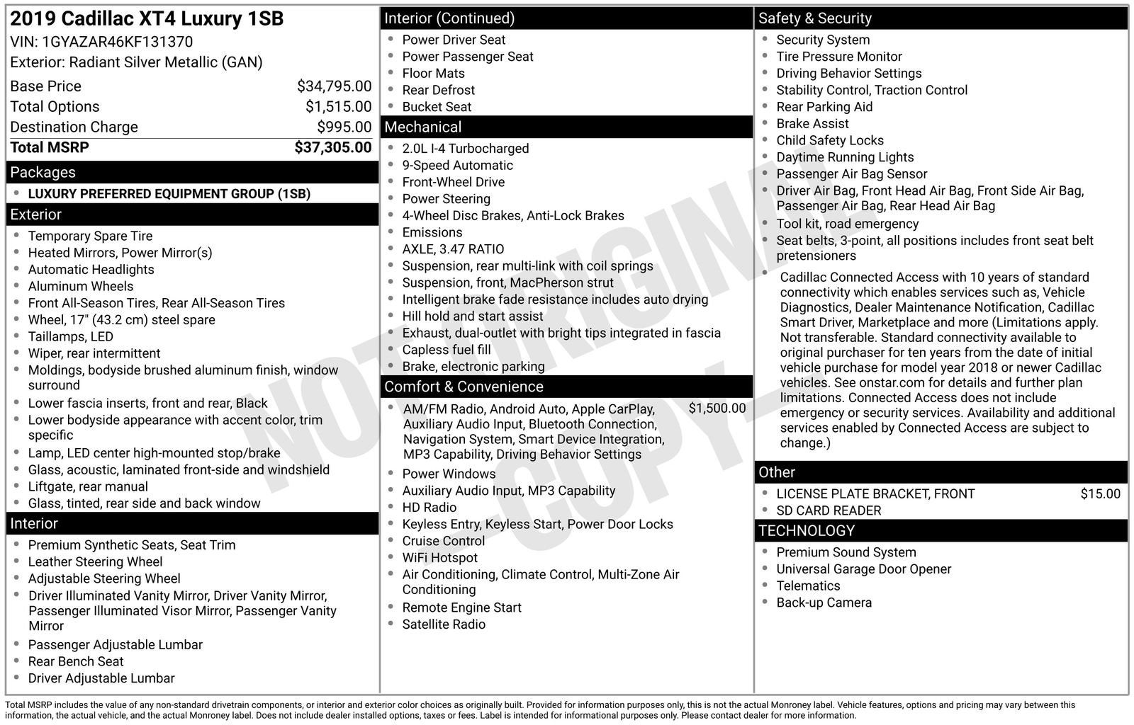 2019 Cadillac XT4 FWD Luxury