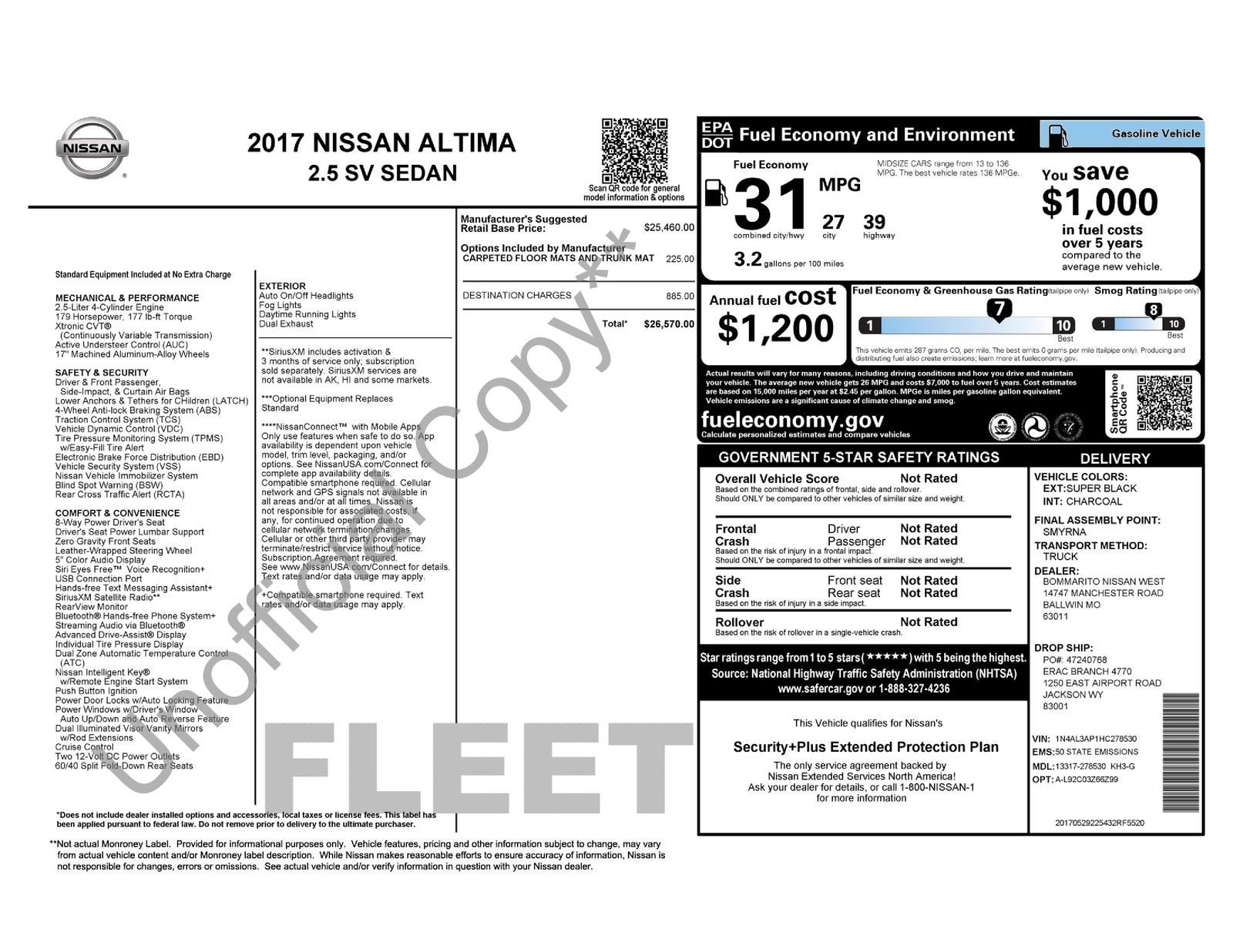 2017 Nissan Altima 2.5 SV