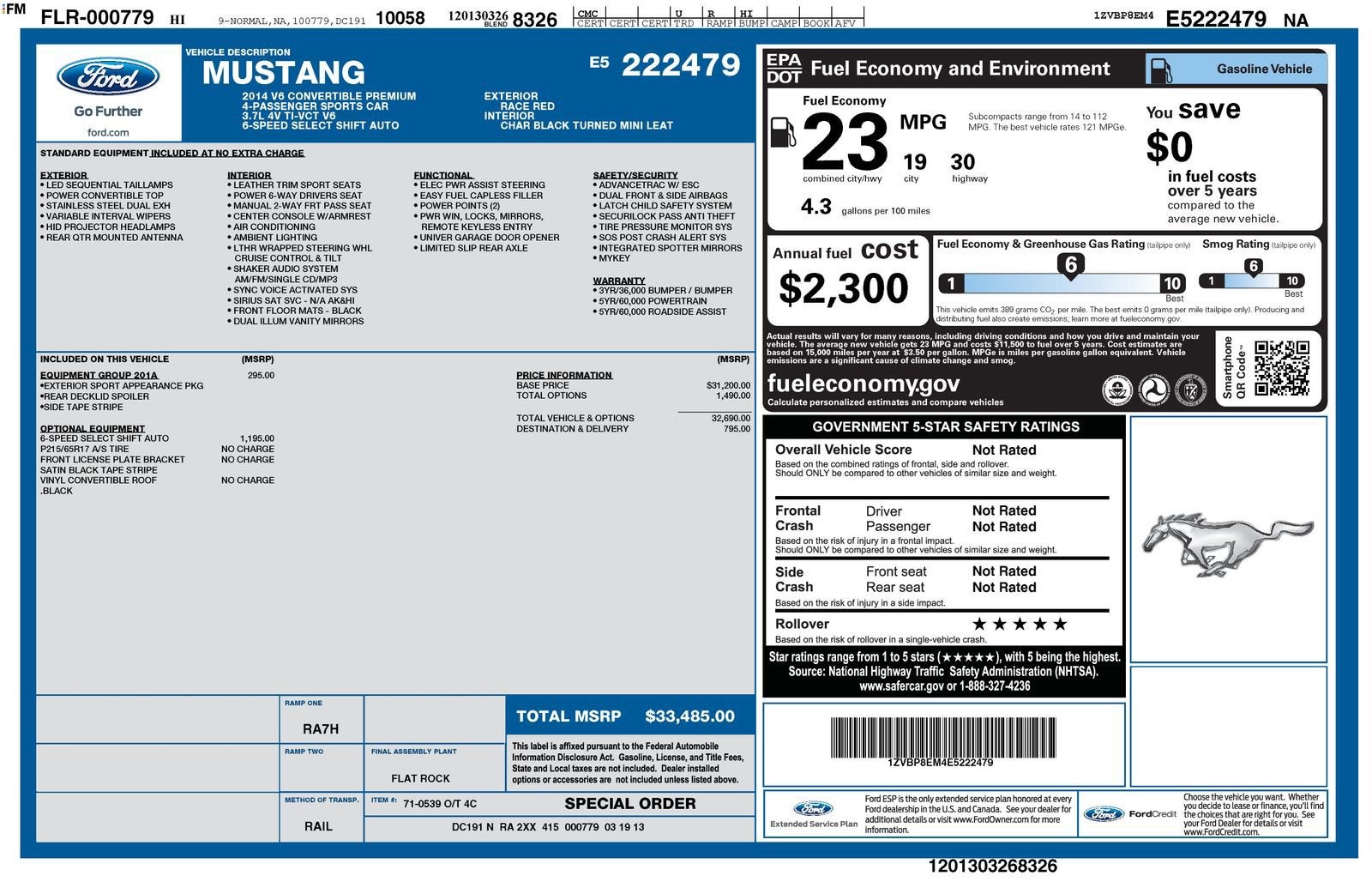 2014 Ford Mustang V6 Premium