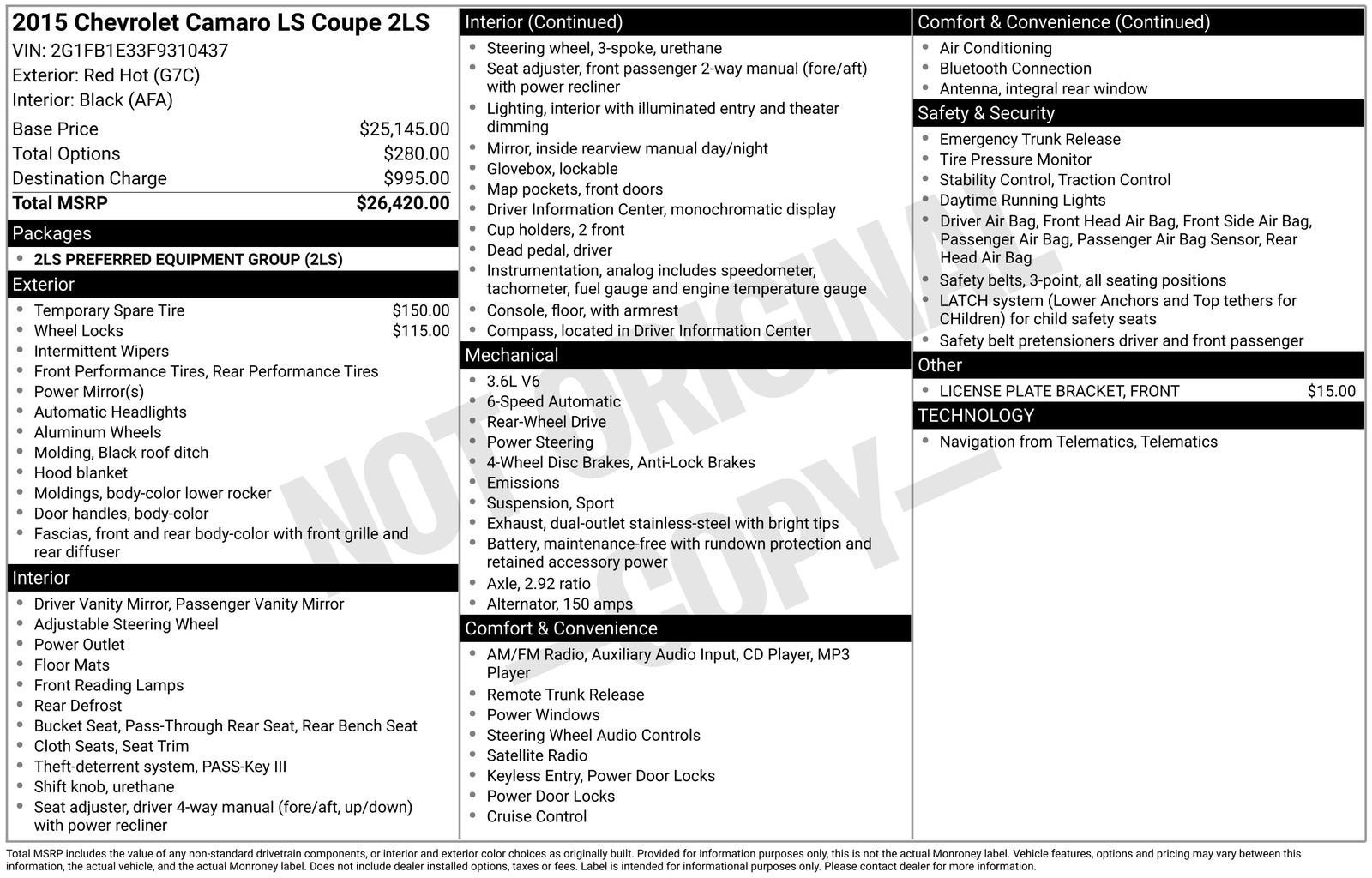 2015 Chevrolet Camaro LS