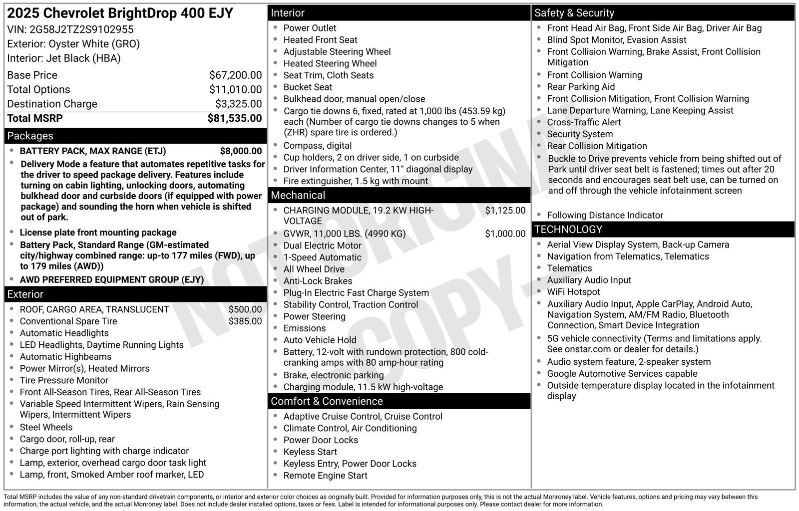 2025 Chevrolet BrightDrop 400 AWD 400