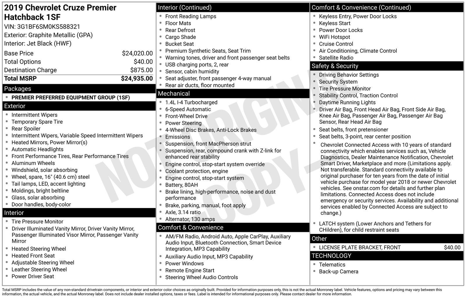2019 Chevrolet Cruze Premier