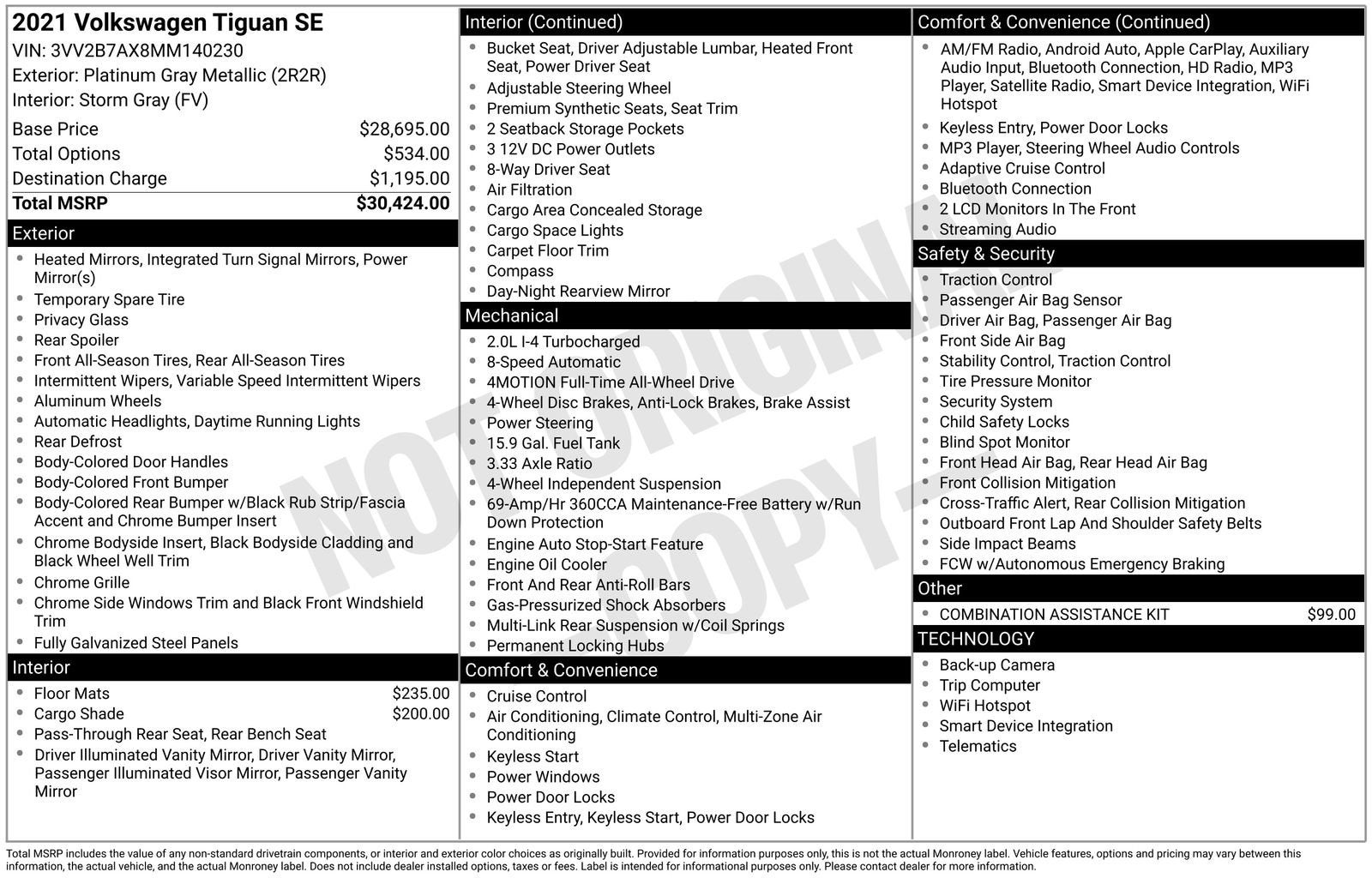 2021 Volkswagen Tiguan 2.0T SE
