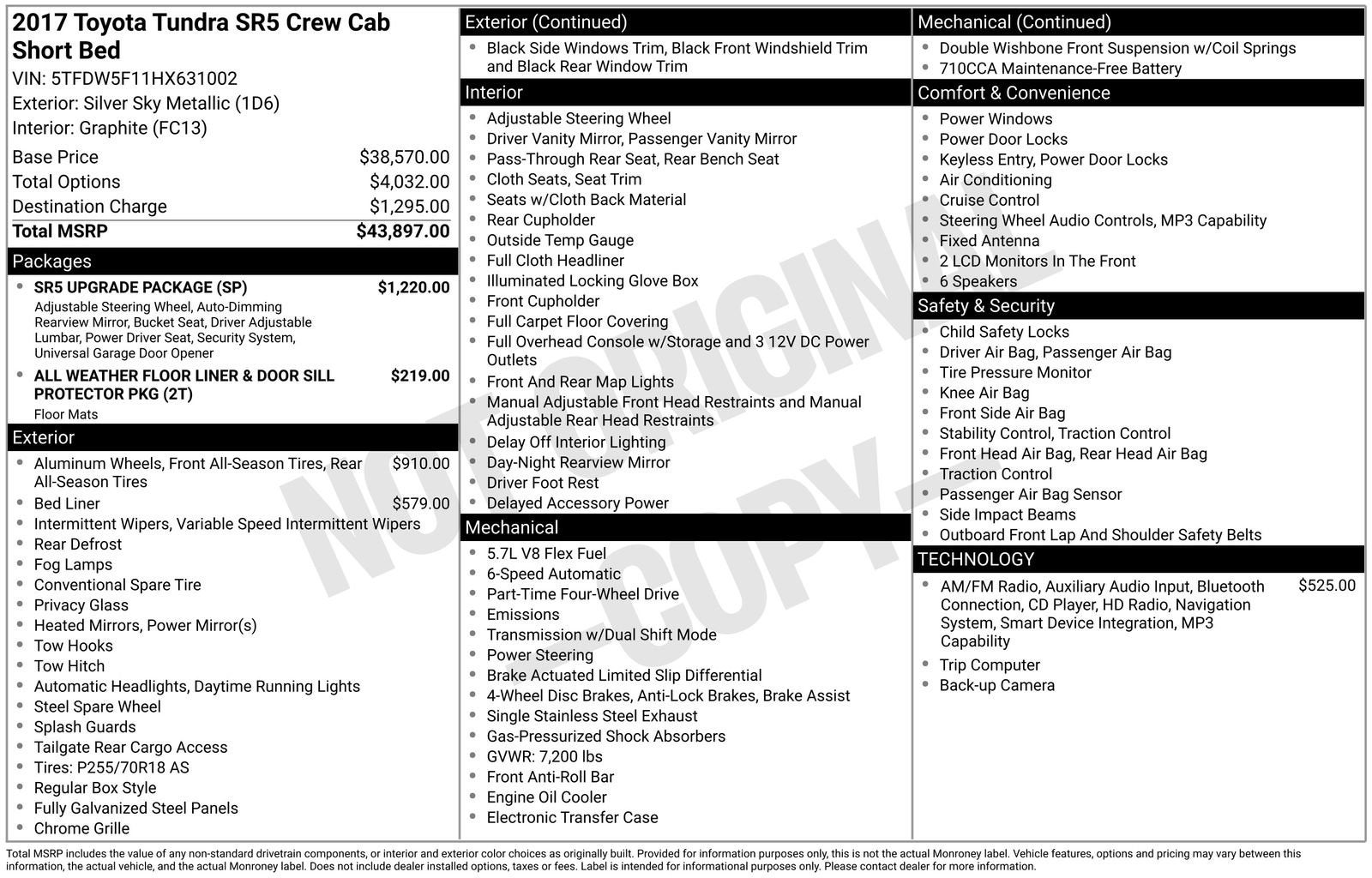 2017 Toyota Tundra SR5 5.7L V8