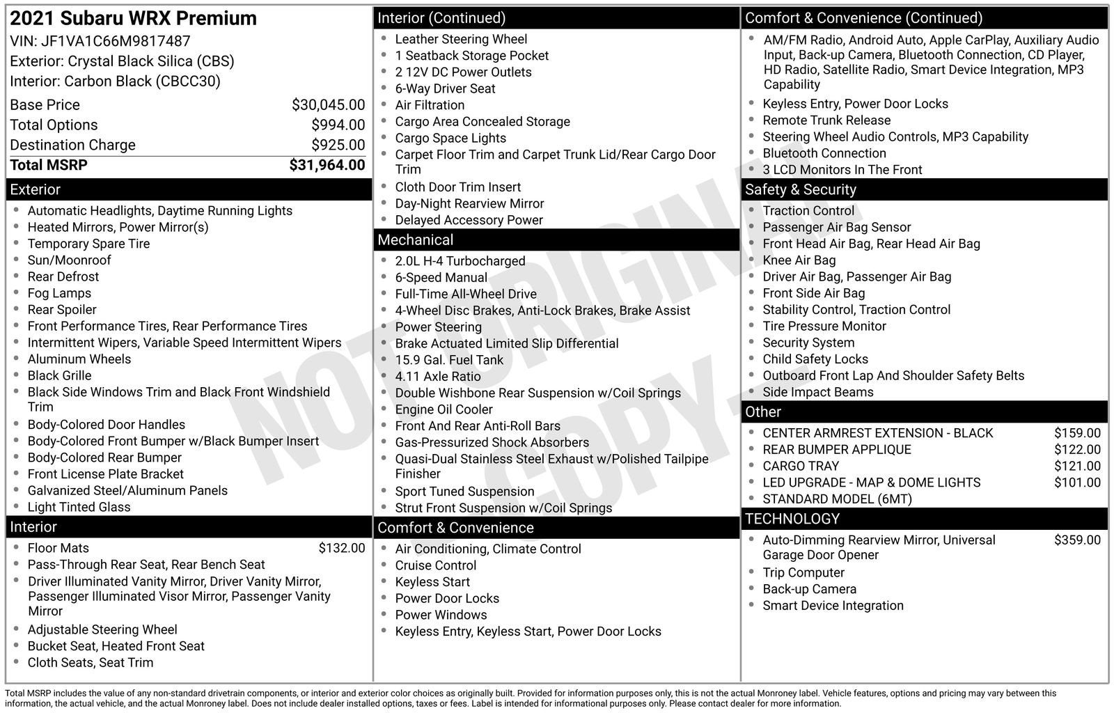 2021 Subaru WRX Premium