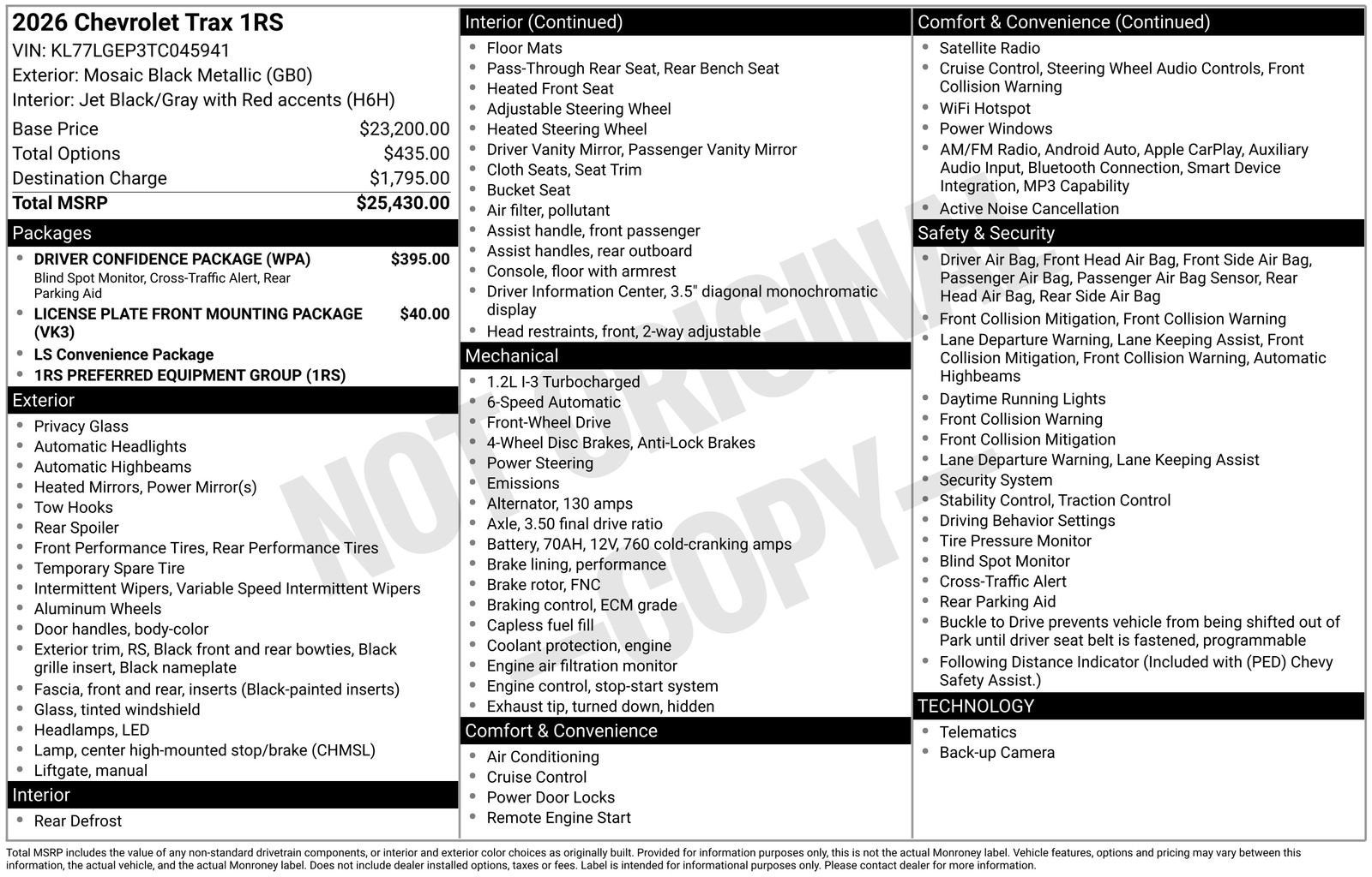 2026 Chevrolet Trax 1RS