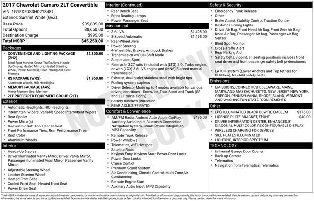 2017 Chevrolet Camaro 2LT 2LT