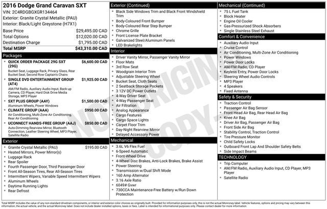 2016 Dodge Grand Caravan SE