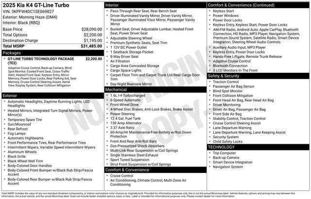 2025 Kia K4 GT-Line Turbo