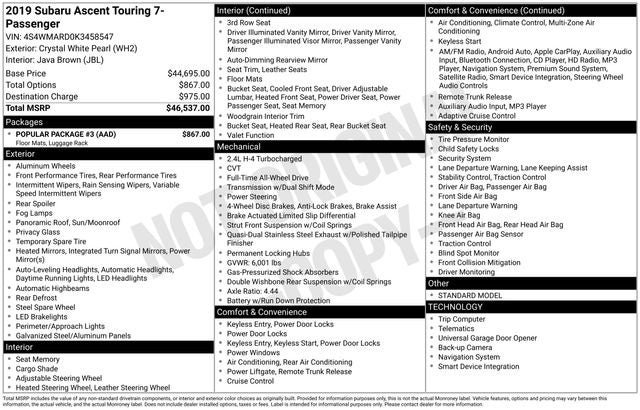 2019 Subaru Ascent Touring