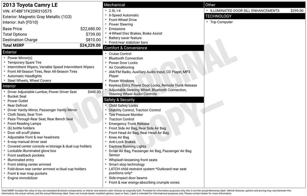 2013 Toyota Camry LE