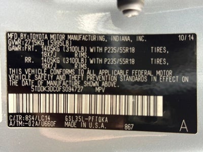 2015 Toyota Sienna XLE 7 Passenger