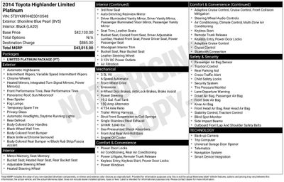 2014 Toyota Highlander Limited Platinum V6