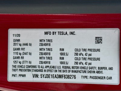 2021 Tesla Model 3 Standard Range Plus