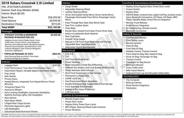 2018 Subaru Crosstrek 2.0i Limited