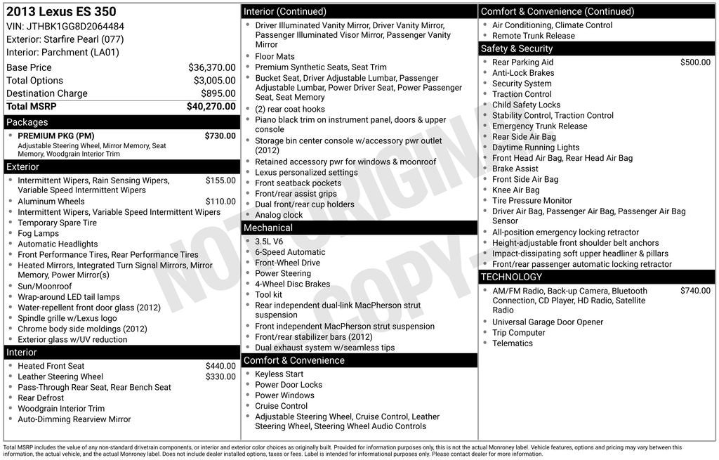 2013 Lexus ES 350
