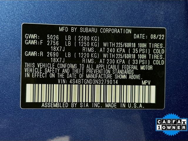 2022 Subaru Outback Limited XT