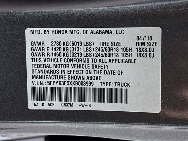 2019 Honda Ridgeline RTL