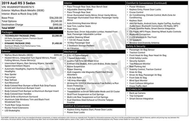 2019 Audi RS 3 2.5T quattro
