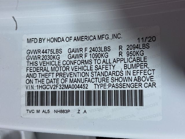 2021 Honda Accord Sport 2.0T