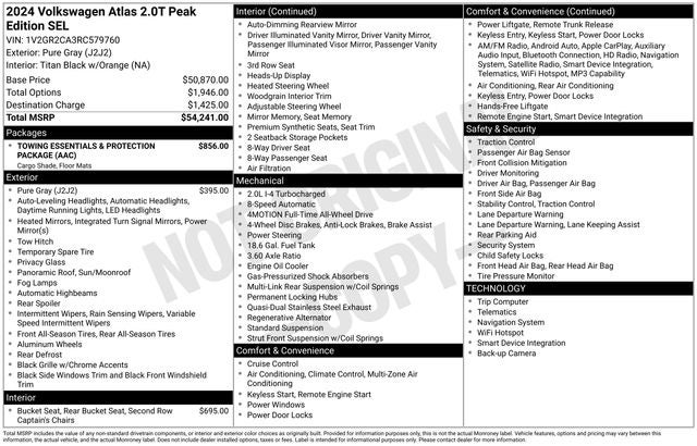 2024 Volkswagen Atlas 2.0T Peak Edition SEL