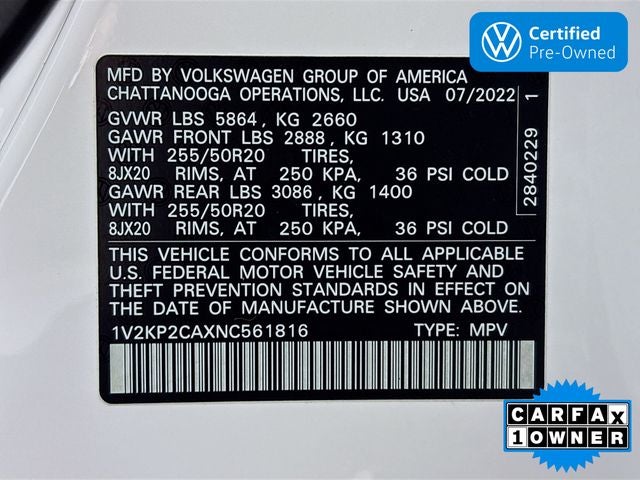 2022 Volkswagen Atlas 2.0T SE w/Technology