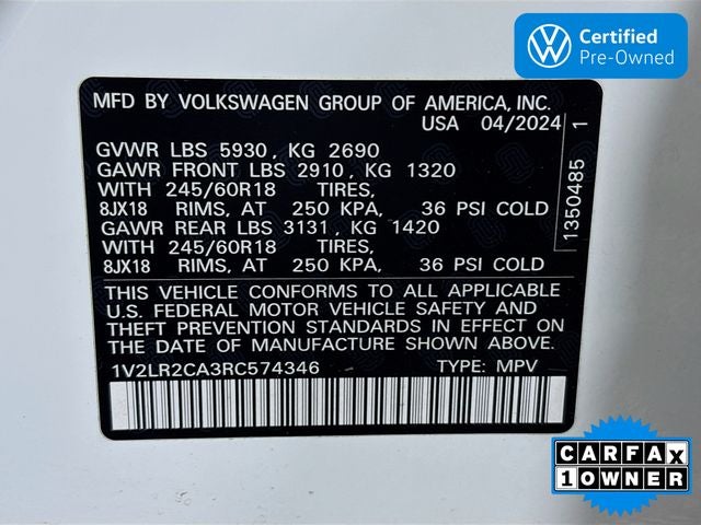 2024 Volkswagen Atlas 2.0T SE