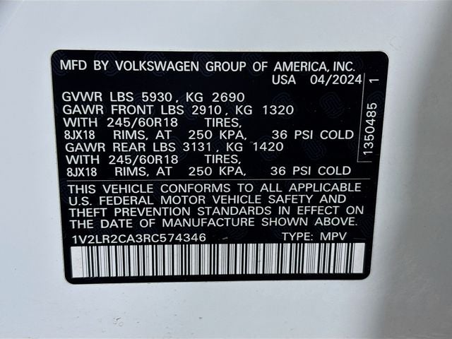 2024 Volkswagen Atlas 2.0T SE