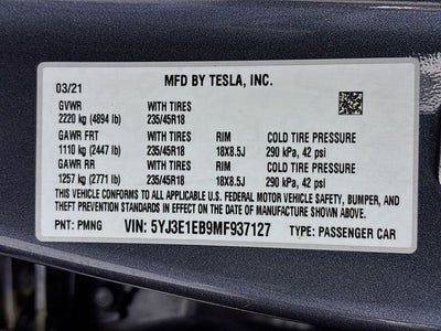 2021 Tesla Model 3 Long Range
