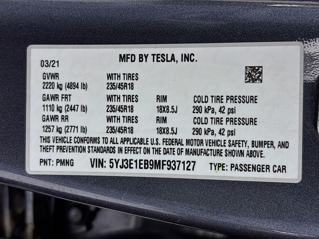 2021 Tesla Model 3 Long Range