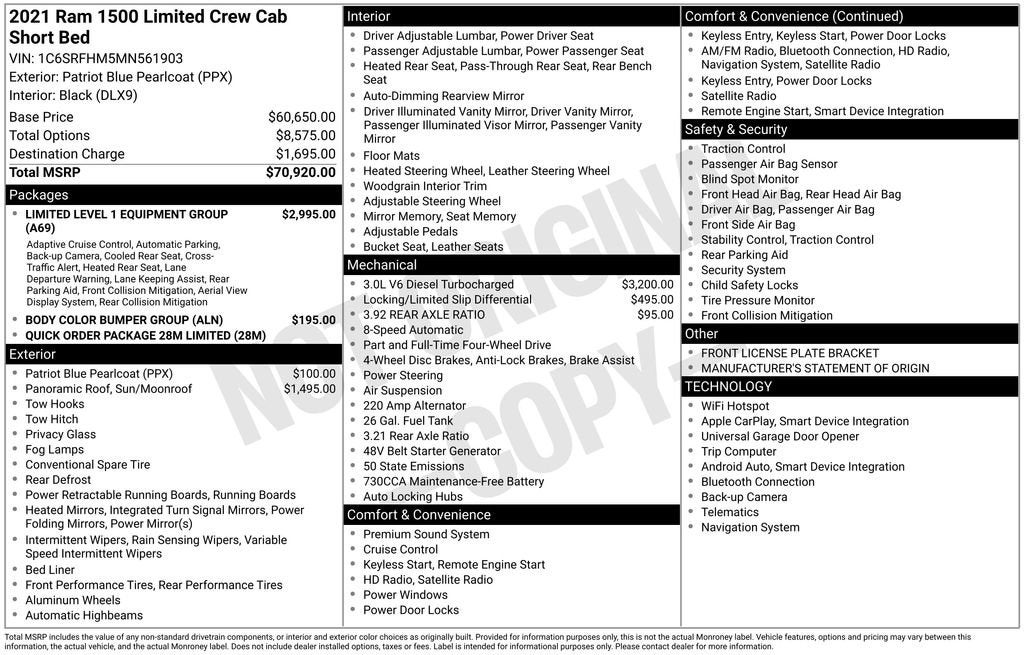 2021 RAM 1500 Limited Crew Cab 4x4 5'7" Box