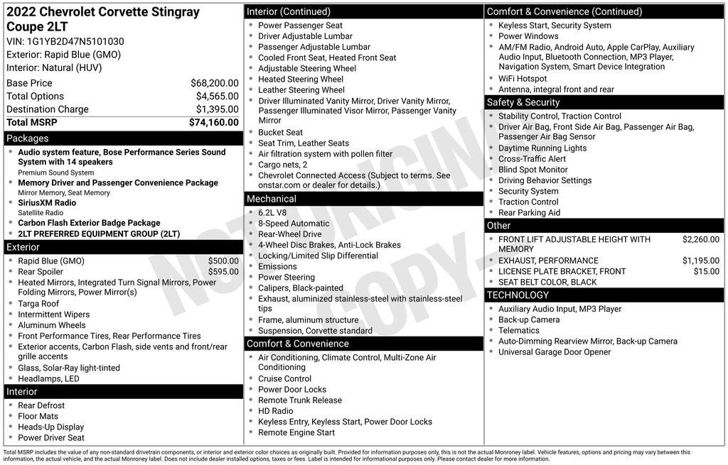 2022 Chevrolet Corvette Stingray 2LT