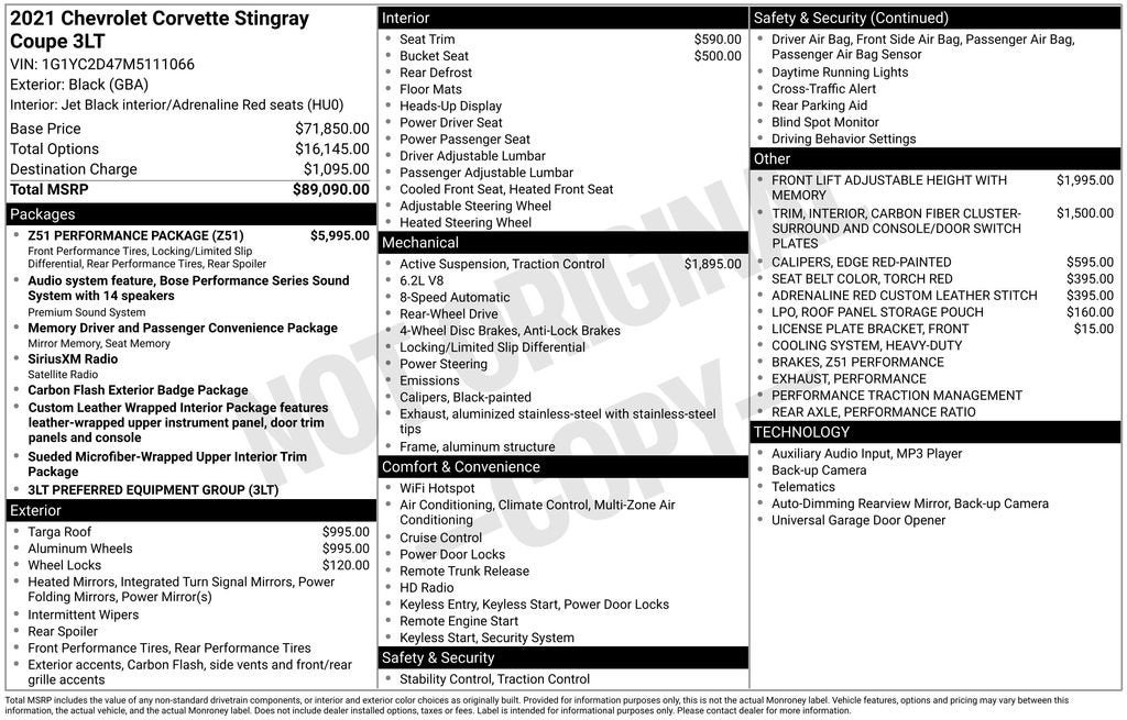 2021 Chevrolet Corvette Stingray 3LT
