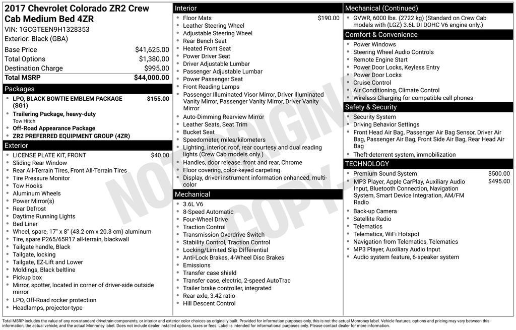 2017 Chevrolet Colorado 4WD ZR2