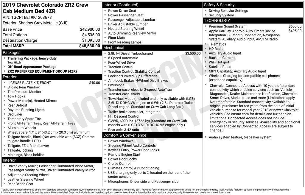 2019 Chevrolet Colorado 4WD ZR2