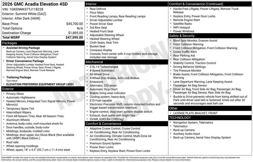 2026 GMC Acadia Elevation