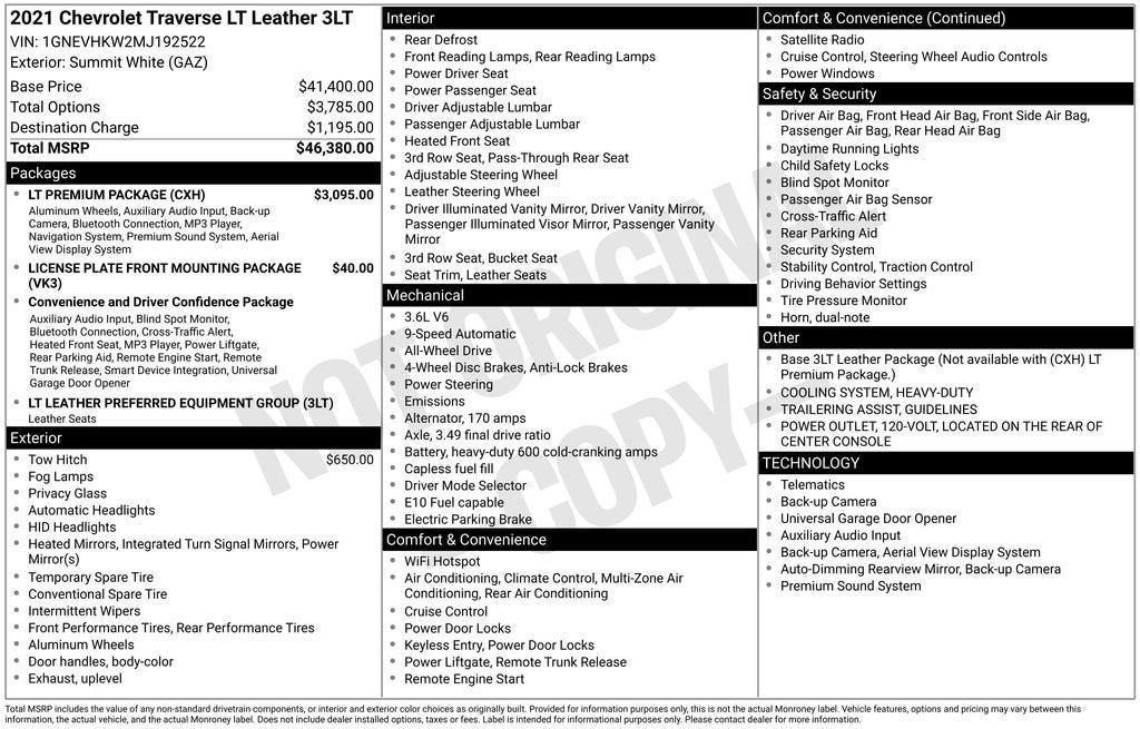 2021 Chevrolet Traverse LT Leather