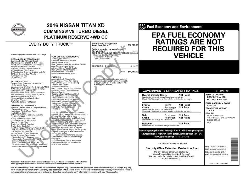 2016 Nissan TITAN XD Platinum Reserve Diesel