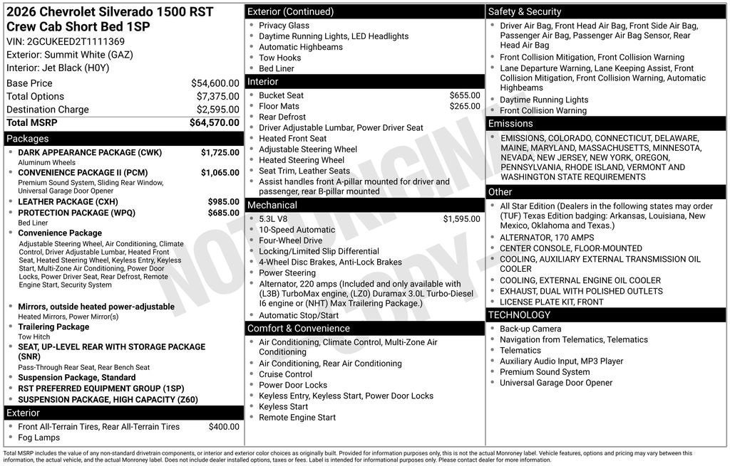 2026 Chevrolet Silverado 1500 RST