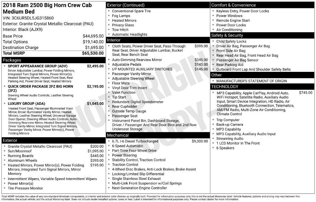 2018 RAM 2500 Big Horn Crew Cab 4x4 6'4" Box