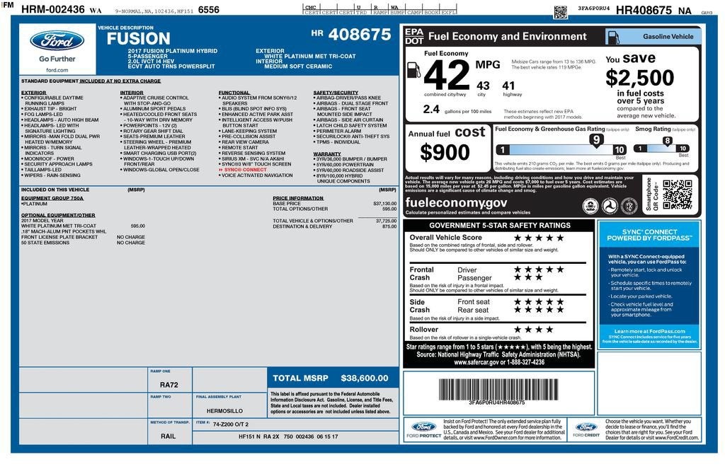 2017 Ford Fusion Hybrid Titanium