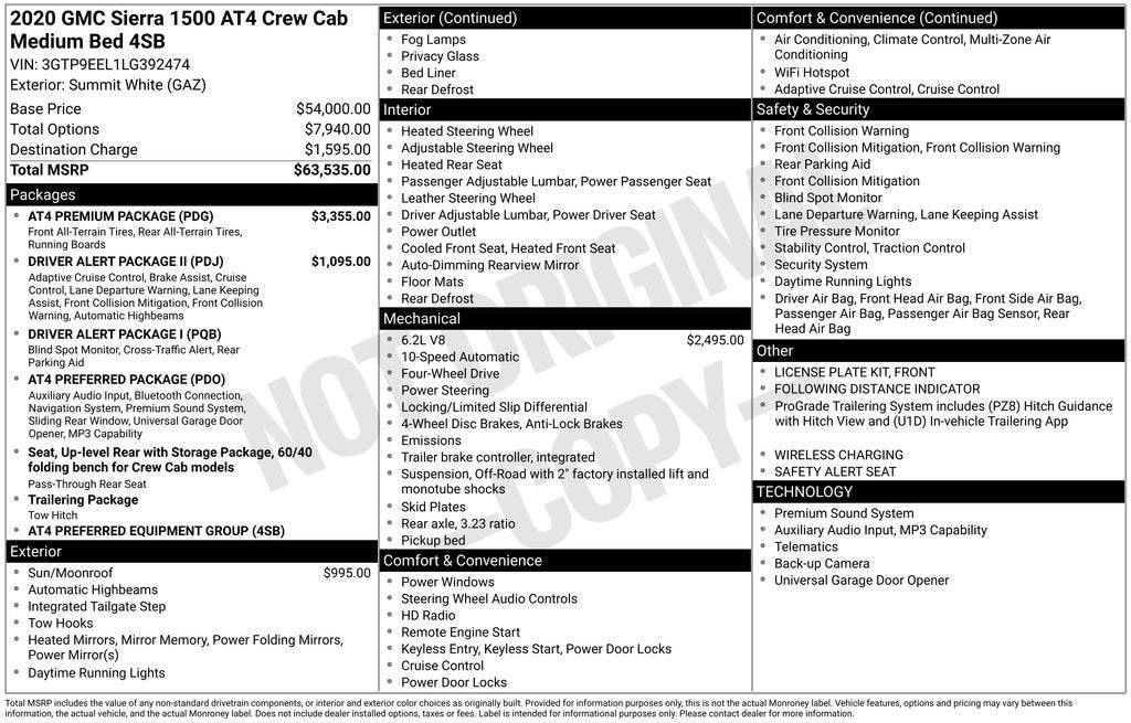 2020 GMC Sierra 1500 AT4